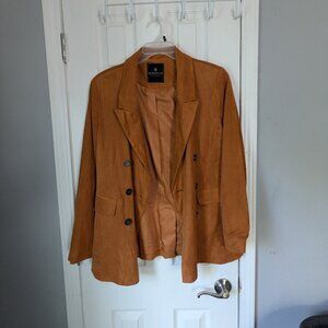 Women's Bagatelle Collection Faux Suede Blazer, Jacket, Tan, Size L